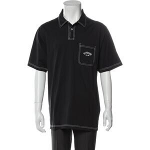 Supreme Mens Polo Shirt Black Short Sleeve Pocket Spell Out 100% Cotton M New